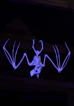 11-Inch Black Light Ghostly Bat Skeleton Halloween Decoration