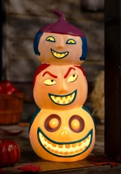 18 Inch Nightmare Before Christmas Lock, Shock And Barrel Light-Up Pumpkins Decoration