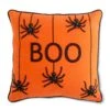 18 Inch Orange Square Beaded BOO Pillow With Spiders -Halloween Costumes 18 orange square beaded boo pillow w spiders