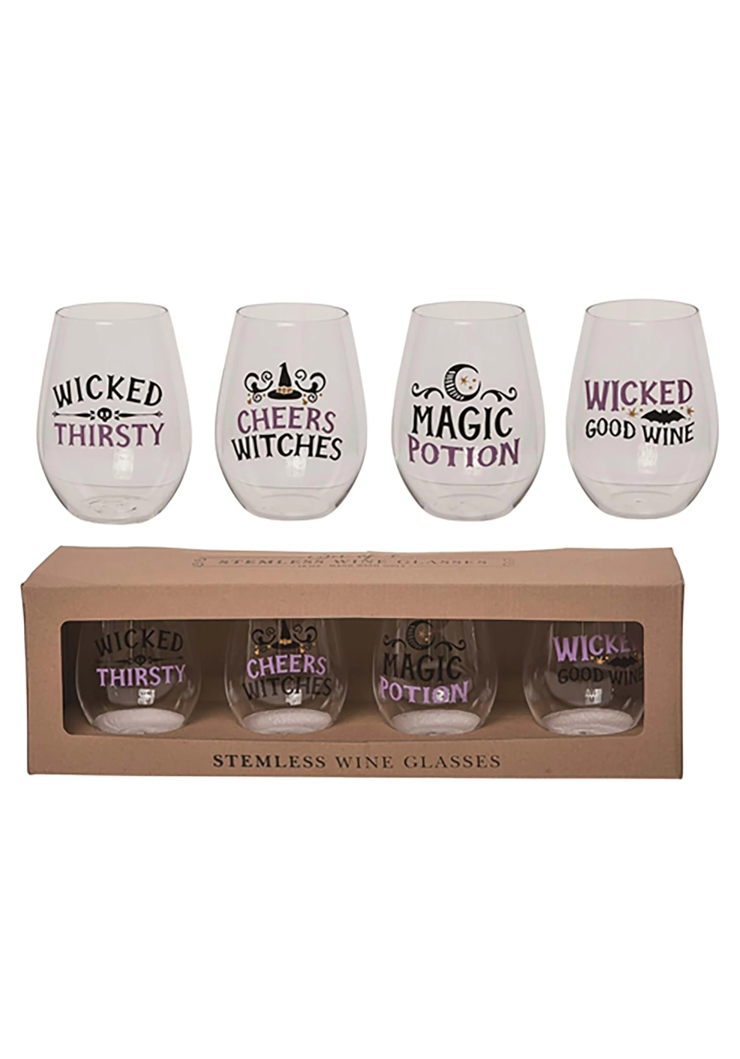 Witchy 18 Ounce Stemless Wine Glass Set 4 Witchy 18 Ounce Stemless Wine Glass Set - Image 2