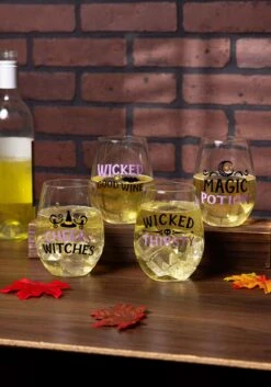 Witchy 18 Ounce Stemless Wine Glass Set