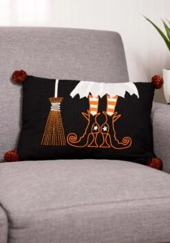 Witch Boot And Broom Rectangular Pillow