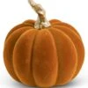 3.5" Velvet Orange Pumpkin With Twisted Gold Stem -Halloween Costumes 3 5 orange velvet pumpkin w twisted gold stem