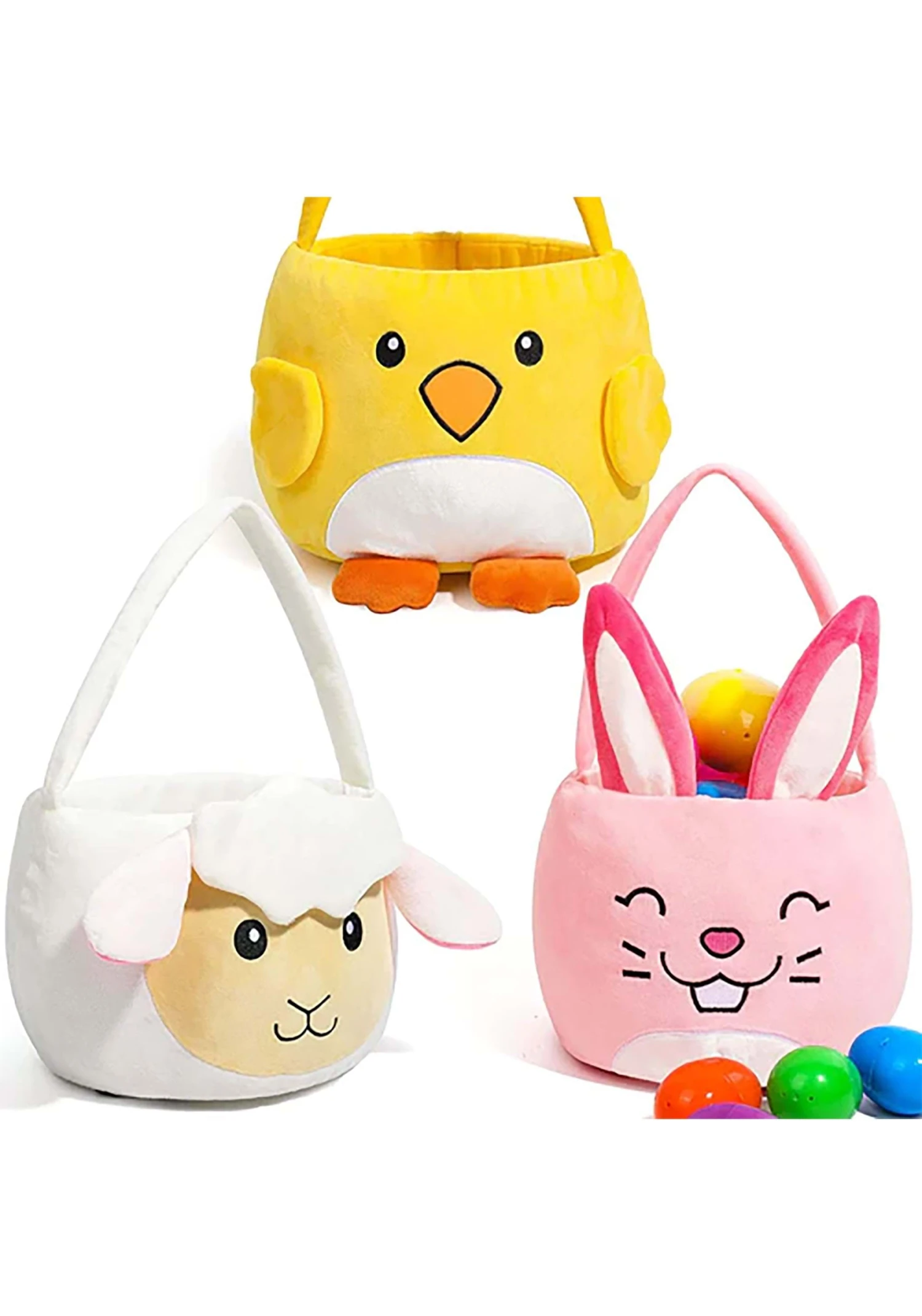 3 Pack Chicken, Bunny, And Sheep Egg Basket Set 3 3 Pack Chicken, Bunny, And Sheep Egg Basket Set