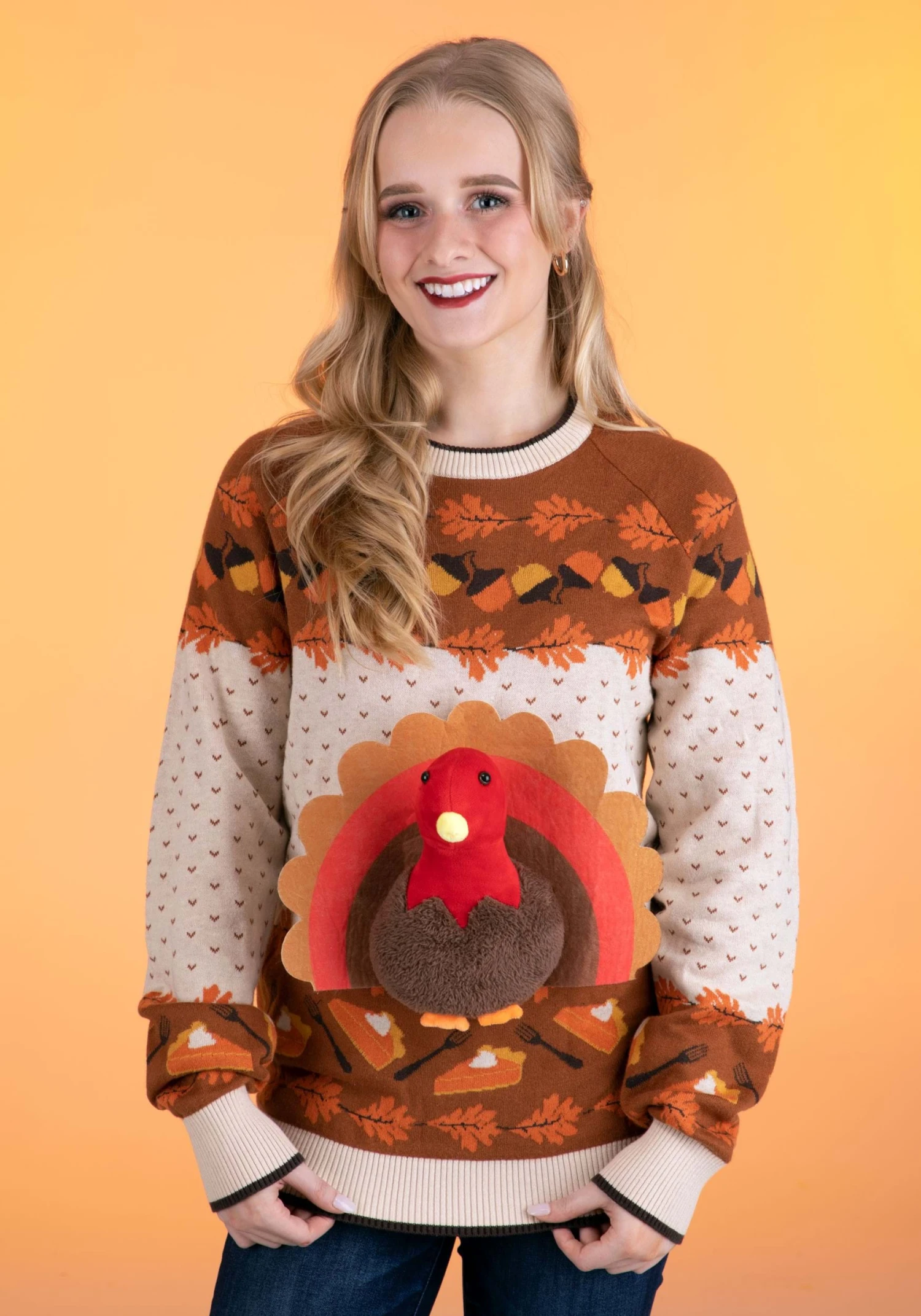 3D Turkey Adult Ugly Holiday Sweater 4 3D Turkey Adult Ugly Holiday Sweater - Image 2