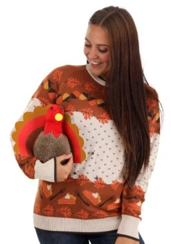 3D Turkey Adult Ugly Holiday Sweater 16 3D Turkey Adult Ugly Holiday Sweater -Halloween Costumes 3d turkey ugly holiday sweater alt 3
