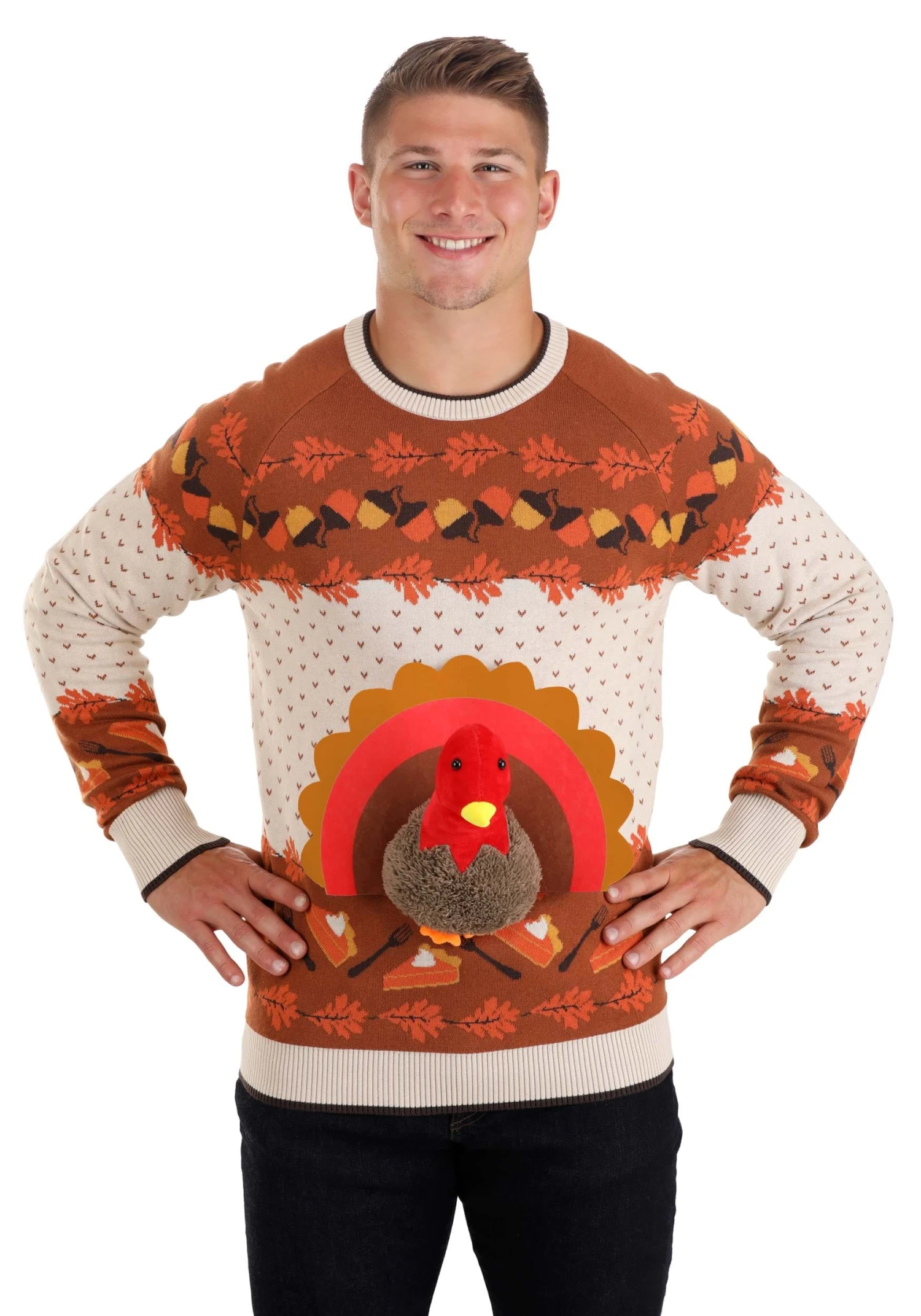 3D Turkey Adult Ugly Holiday Sweater 10 3D Turkey Adult Ugly Holiday Sweater - Image 8