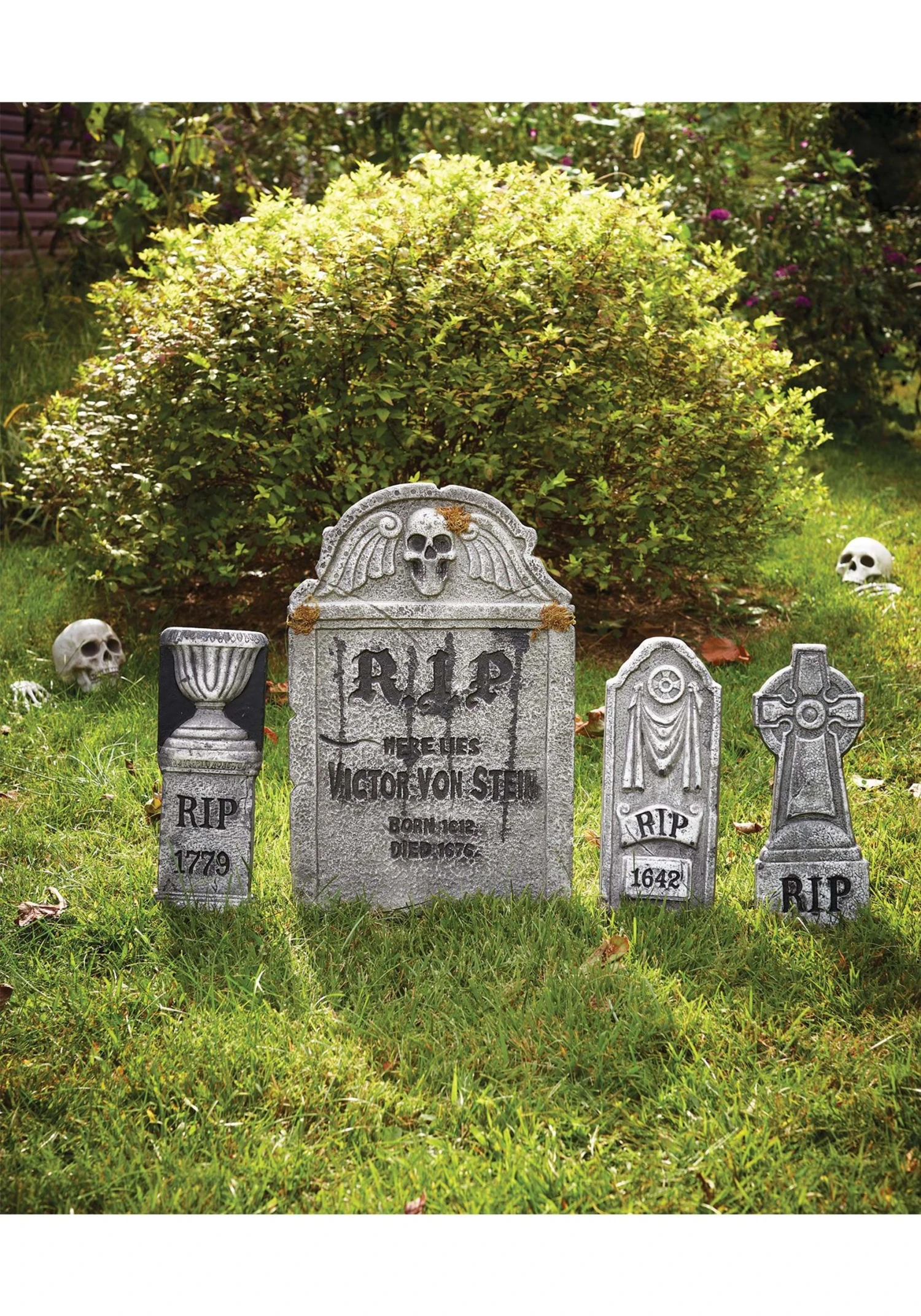 Fun World 4 In 1 Tombstone Halloween Decoration Set 4 Fun World 4 In 1 Tombstone Halloween Decoration Set - Image 2