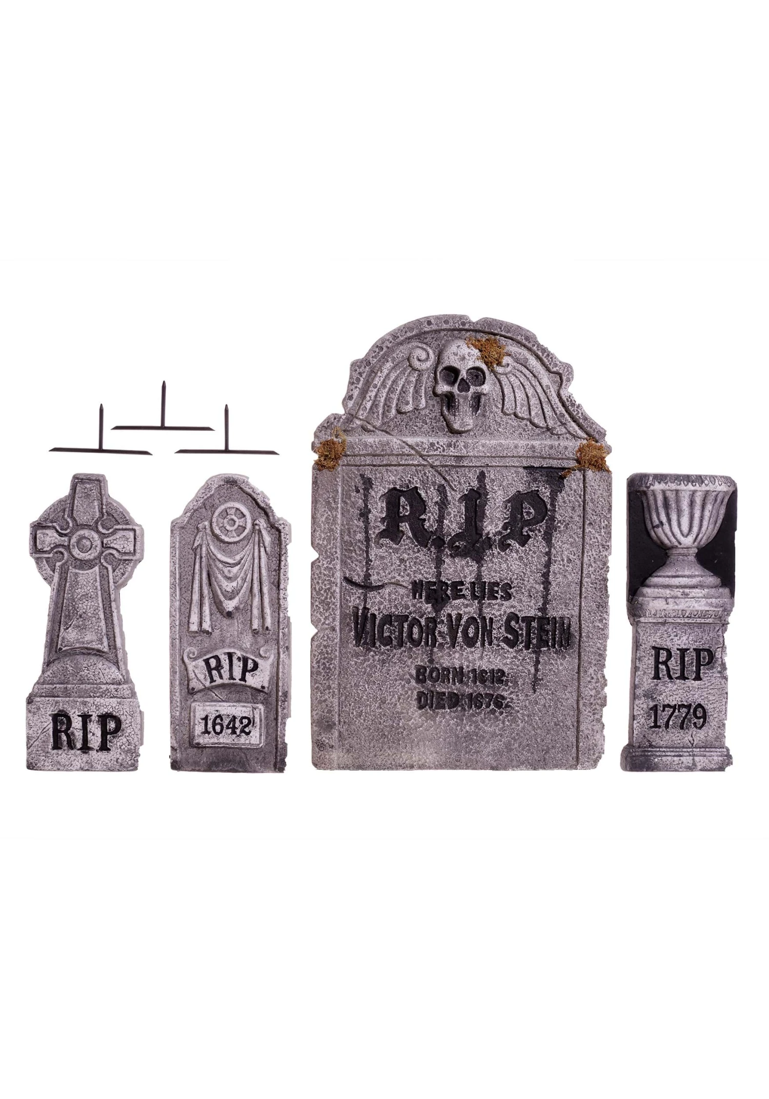 Fun World 4 In 1 Tombstone Halloween Decoration Set 3 Fun World 4 In 1 Tombstone Halloween Decoration Set