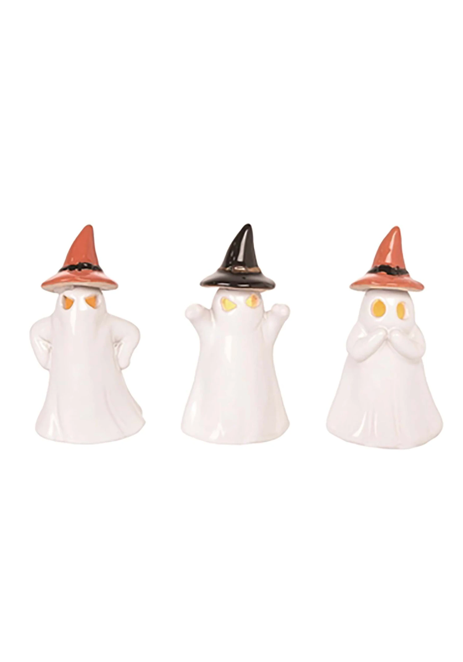 4-Inch Light Up Ghost Ceramic Figures Set 3 4-Inch Light Up Ghost Ceramic Figures Set