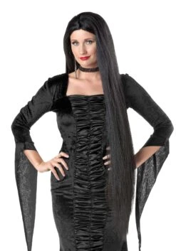 40" Long Black Witch Wig For Women -Halloween Costumes 40 long black wig alt 3
