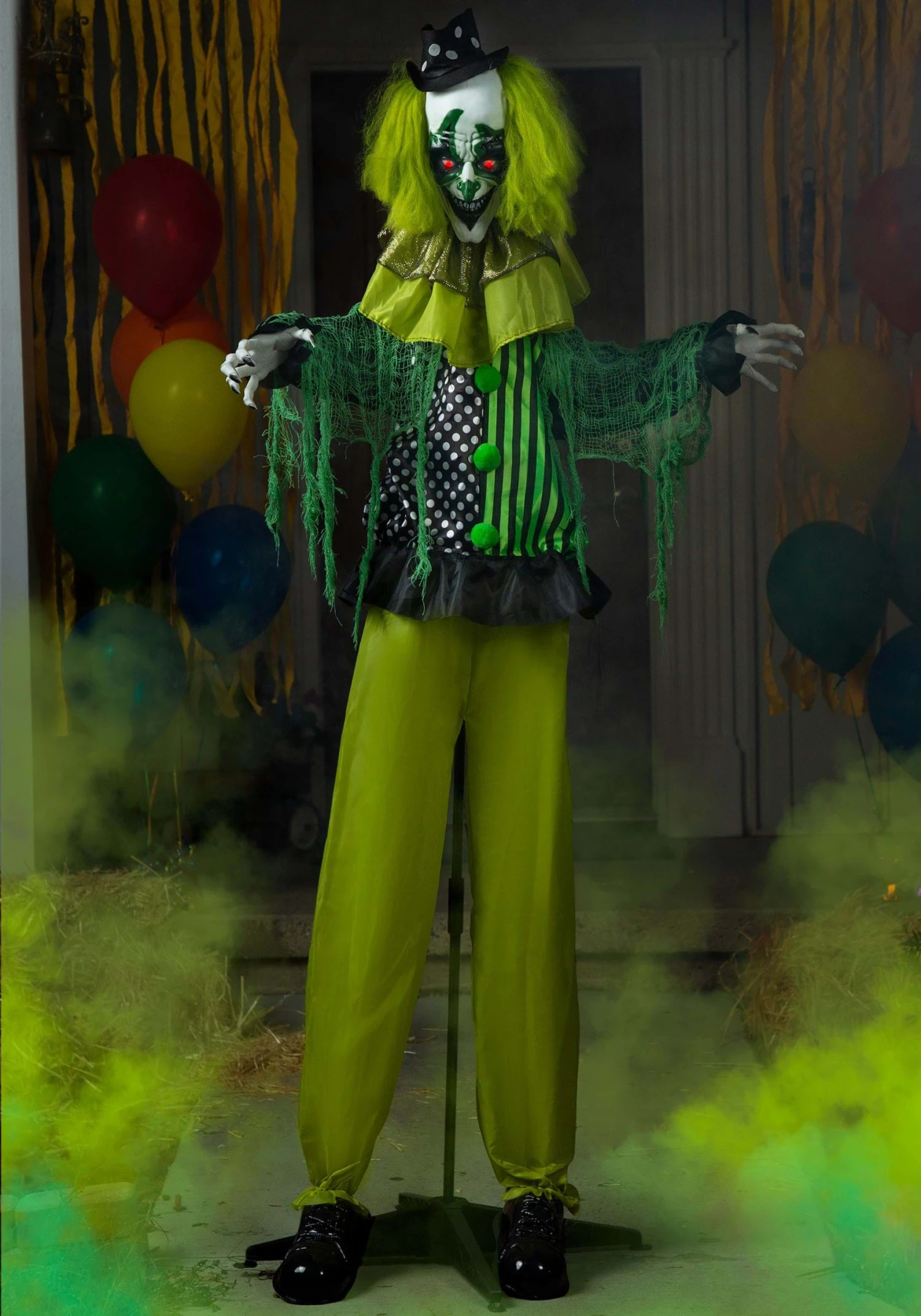 5.5FT Animated Green Clown Decoration - Scream Saver 3 5.5FT Animated Green Clown Decoration - Scream Saver