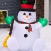 5FT Inflatable Light Up Happy Snowman Prop Decoration 2 5FT Inflatable Light Up Happy Snowman Prop Decoration -Halloween Costumes 5ft inflatable light up happy snowman decoration