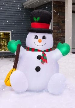 5FT Inflatable Light Up Happy Snowman Prop Decoration