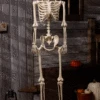 5 Foot Red Light Up Face And Chest Poseable Skeleton Halloween Decoration -Halloween Costumes 5ft poseable red light up face chest skeleton