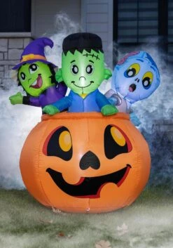 5FT Three Characters On Pumpkin Inflatable Prop Decoration