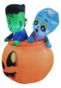 5FT Three Characters On Pumpkin Inflatable Prop Decoration 10 5FT Three Characters On Pumpkin Inflatable Prop Decoration -Halloween Costumes 5ft tall three characters on pumpkin inflatable de alt 3