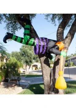 5FT Witch Stuck On Tree Inflatable Halloween Decoration