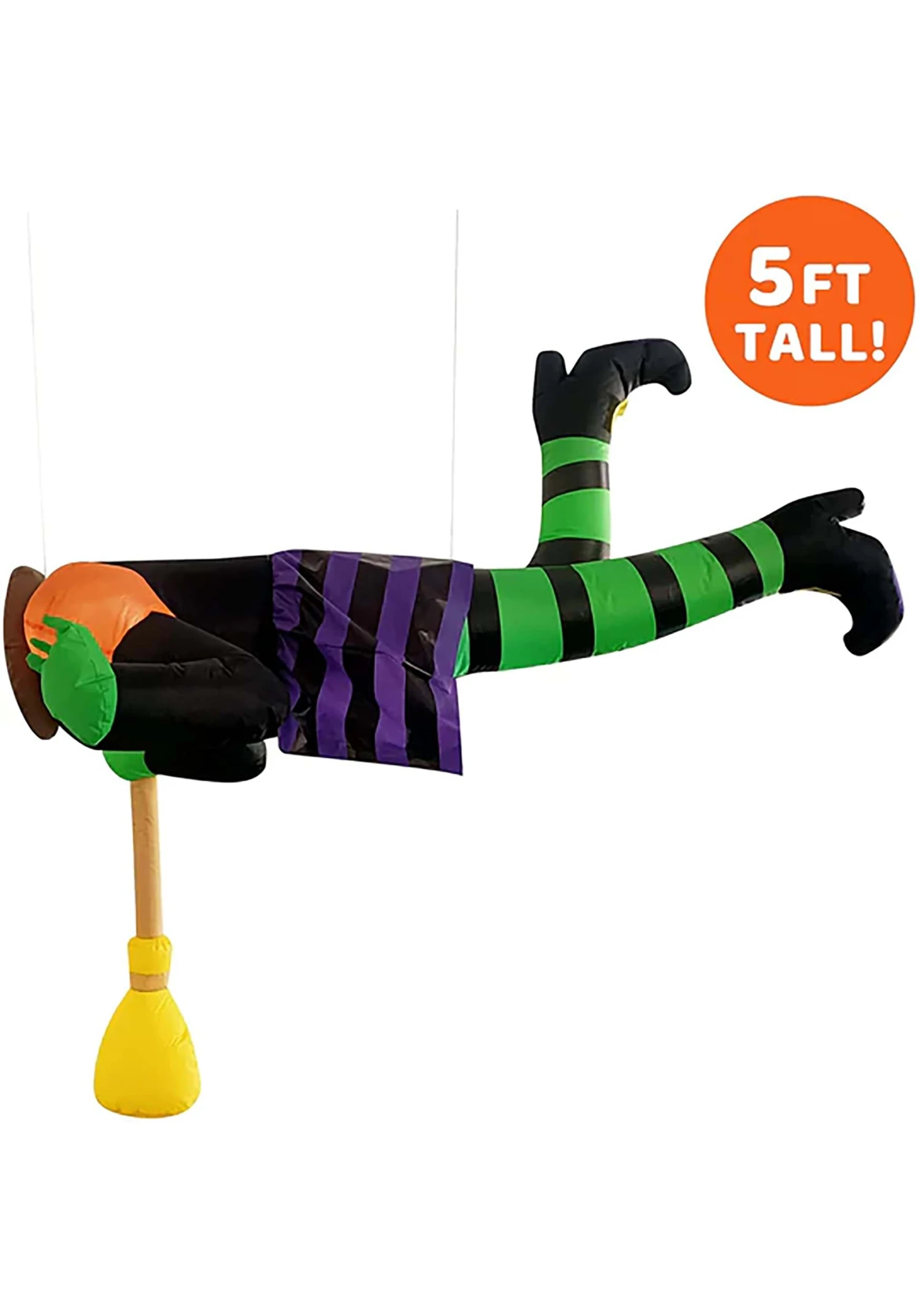 5FT Witch Stuck On Tree Inflatable Halloween Decoration 5 5FT Witch Stuck On Tree Inflatable Halloween Decoration - Image 3