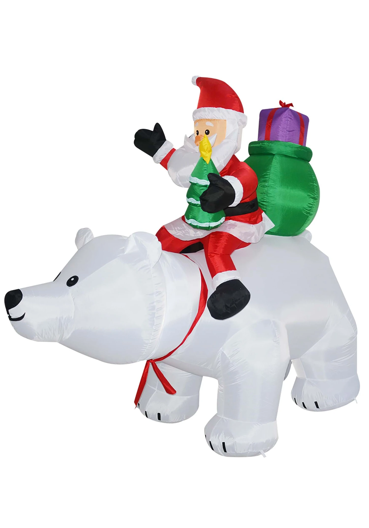 Animated 6FT Polar Bear With Santa Inflatable Decoration 3 Animated 6FT Polar Bear With Santa Inflatable Decoration