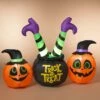 64" Lighted Inflatable Witch & Pumpkins Halloween Decoration -Halloween Costumes 64 inch electric lighted inflatable witch pumpkins decor