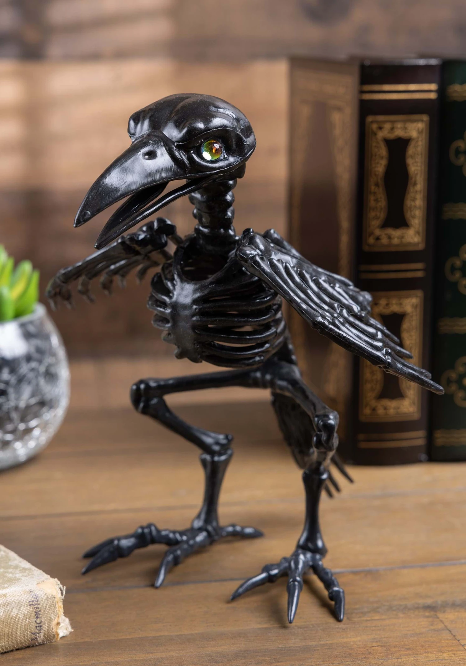 7" Black Crow Skeleton With Crystal Eyes 3 7" Black Crow Skeleton With Crystal Eyes