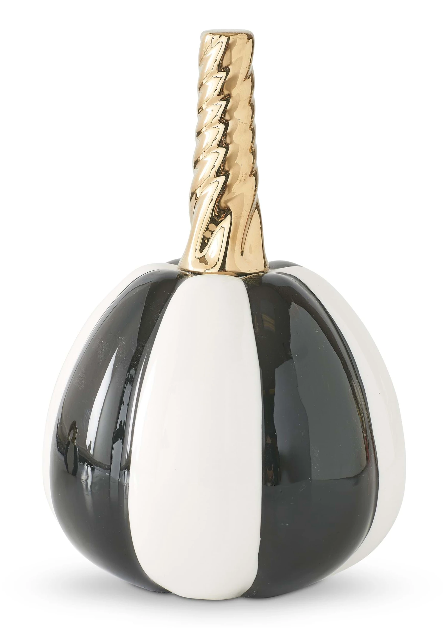 7-Inch White And Black Striped Ceramic Pumpkin Prop 5 7-Inch White And Black Striped Ceramic Pumpkin Prop - Image 3