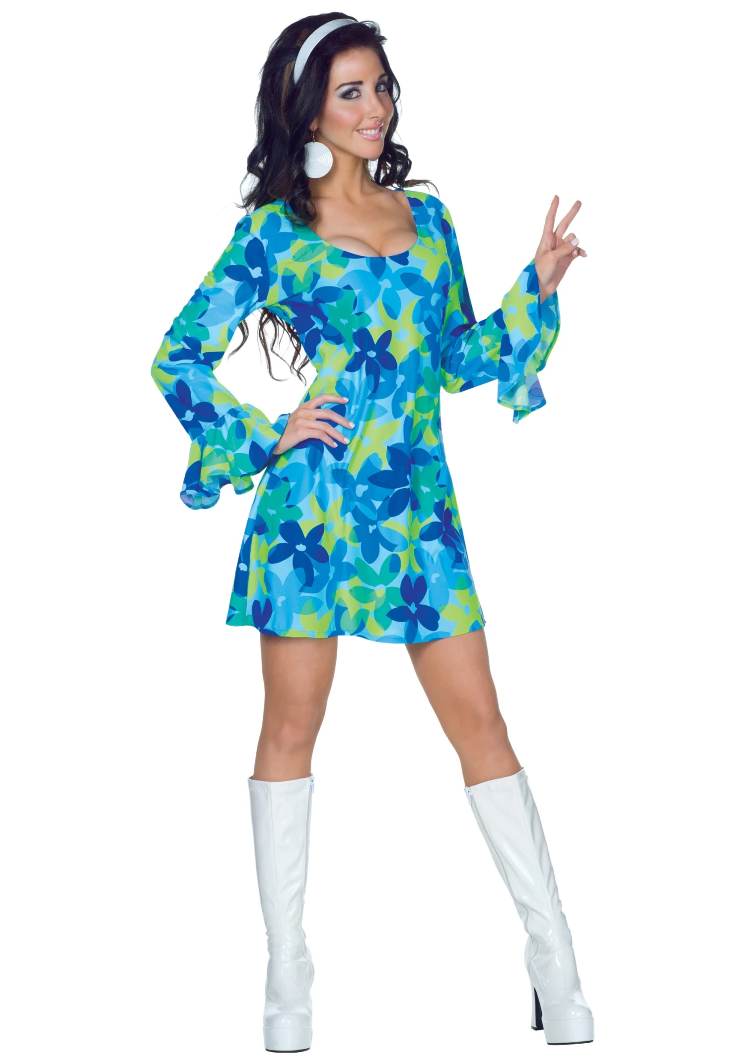 70s Wild Flower Dress Costume 3 70s Wild Flower Dress Costume