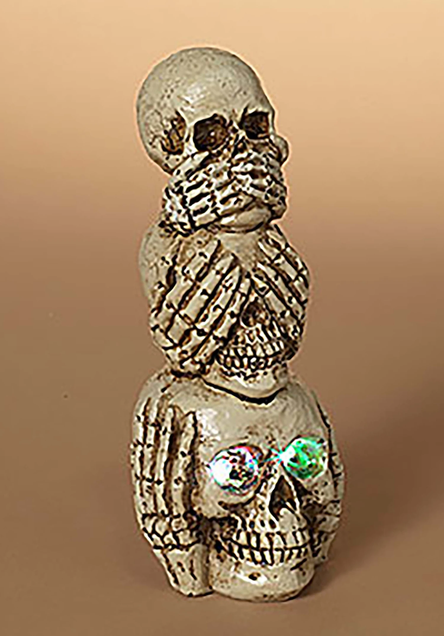 8" Light Up Stacked Three Wise Skulls Halloween Decoration 4 8" Light Up Stacked Three Wise Skulls Halloween Decoration - Image 2