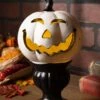 9" Light Up White Pedestal Pumpkin Halloween Decoration 1 9" Light Up White Pedestal Pumpkin Halloween Decoration -Halloween Costumes 9 light up white pedestal pumpkin