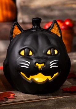 9-Inch Vintage Black Cat Light Up Jack O' Lantern Halloween Decoration -Halloween Costumes 9inch vintage black cat light up jack o lantern alt 2