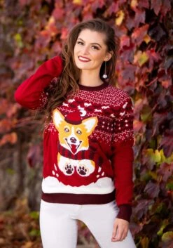A Very Corgi Christmas Ugly Christmas Sweater For Adults -Halloween Costumes adult a very corgi christmas ugly christmas sweater 1