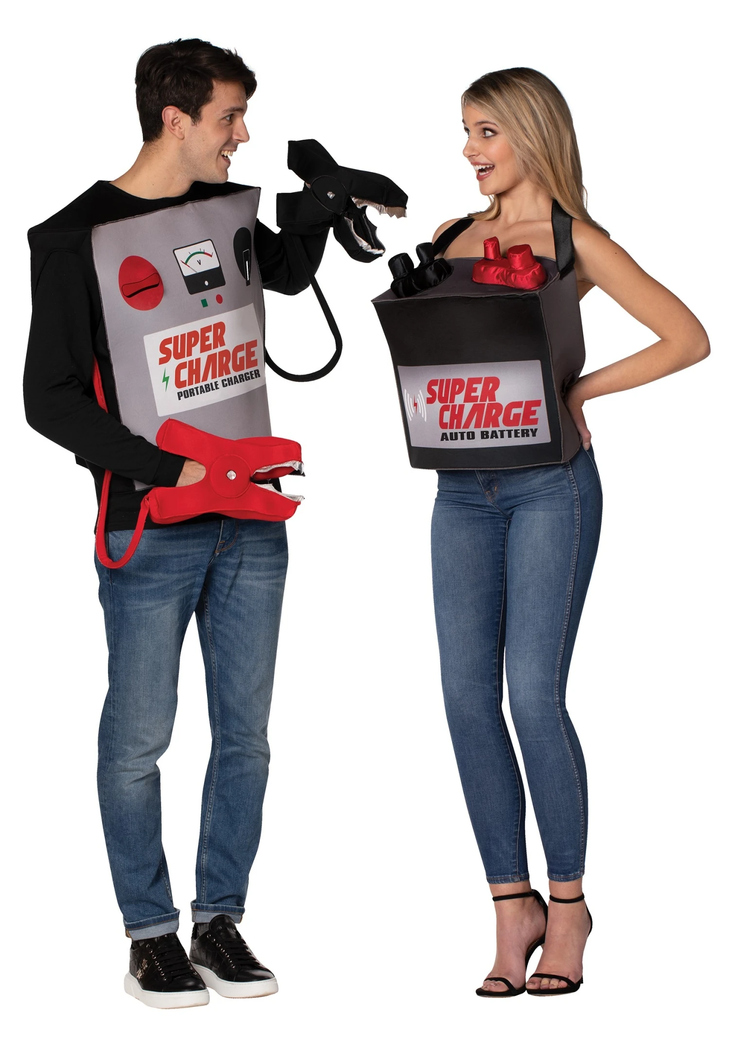 Adult Battery & Jumper Cables Couple's Costume 3 Adult Battery & Jumper Cables Couple's Costume