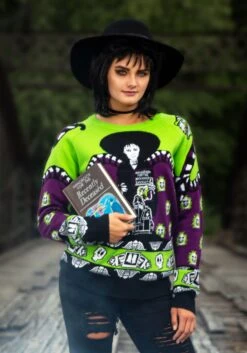 Beetlejuice Lydia Deetz Adult Halloween Sweater 15 Beetlejuice Lydia Deetz Adult Halloween Sweater -Halloween Costumes adult beetlejuice lydia deetz ugly halloween sweater alt2