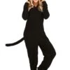 Black Cat Costume Onesie For Adults -Halloween Costumes adult black cat onesie