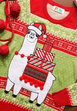 Christmas Llama Ugly Sweater For Adults -Halloween Costumes adult christmas llama ugly sweater alt 5