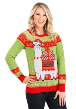 Christmas Llama Ugly Sweater For Adults -Halloween Costumes adult christmas llama ugly sweater alt 7