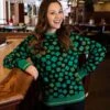 Clovers All-Over Print St Patrick's Sweater For Adults -Halloween Costumes adult clovers all over print st patricks sweater 0