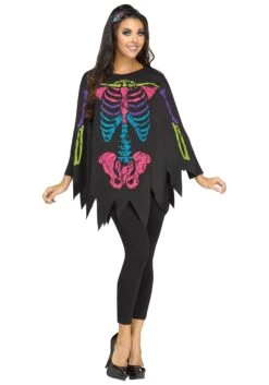 Fun World Color Bones Poncho Costume For Women