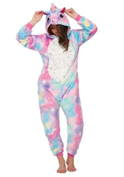 Cotton Candy Galaxy Unicorn Onesie For Adults -Halloween Costumes adult cotton candy galaxy unicorn onesie alt 2