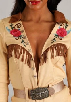 Rose Cowgirl Costume Romper For Women 10 Rose Cowgirl Costume Romper For Women -Halloween Costumes adult cowgirl costume romper alt 2