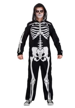 Cozy Skeleton Costume Onesie For Adults -Halloween Costumes adult cozy skeleton onesie alt 2