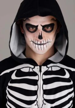 Cozy Skeleton Costume Onesie For Adults -Halloween Costumes adult cozy skeleton onesie alt 3