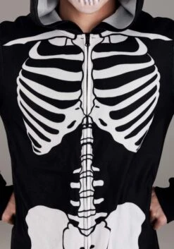 Cozy Skeleton Costume Onesie For Adults -Halloween Costumes adult cozy skeleton onesie alt 4