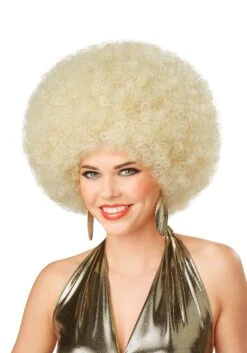 Deluxe Blonde Afro Costume Wig For Adults