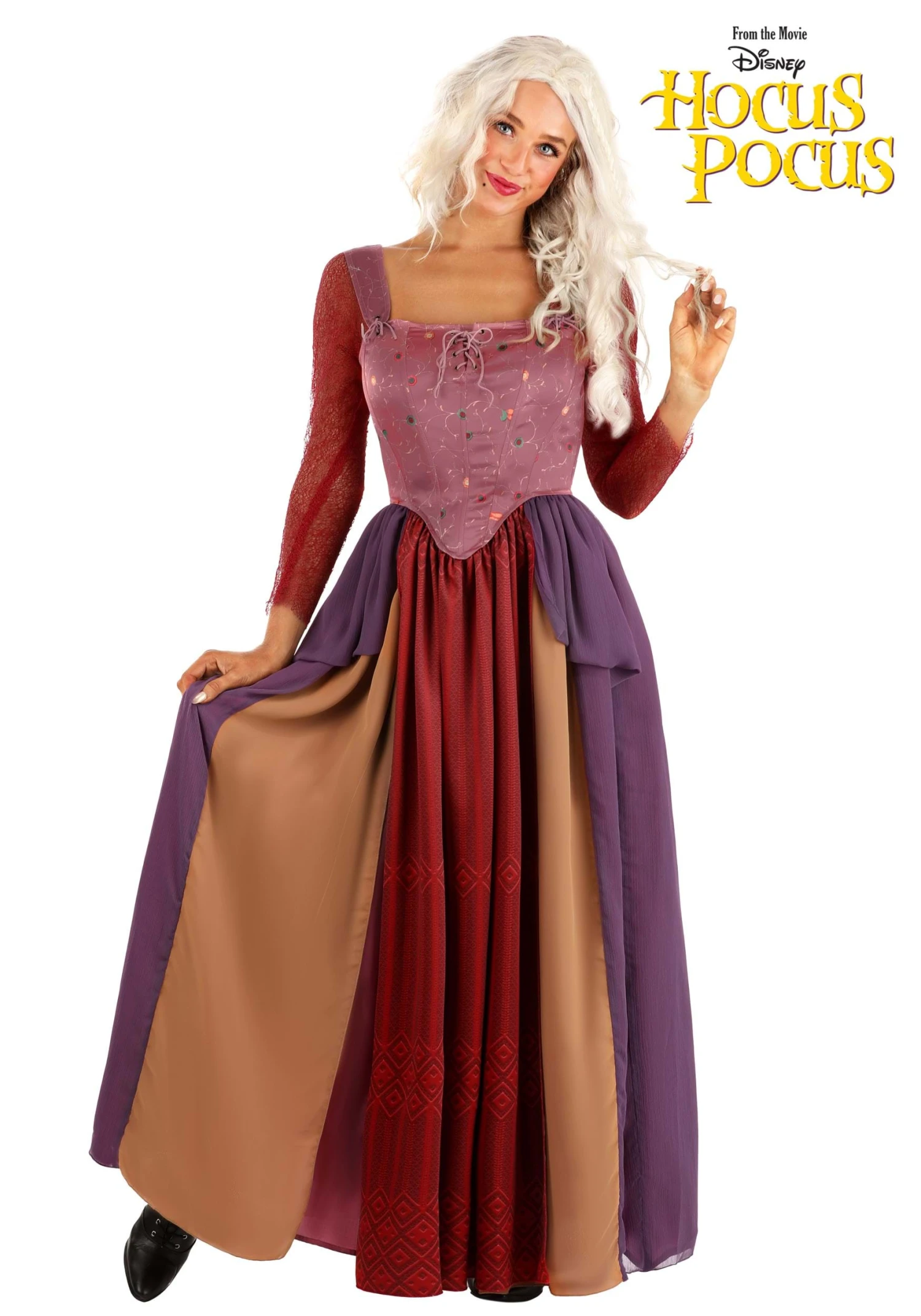Women's Deluxe Disney Hocus Pocus Sarah Sanderson Costume Dress 3 Women's Deluxe Disney Hocus Pocus Sarah Sanderson Costume Dress