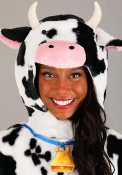 Deluxe Plush Spotted Cow Costume For Adults -Halloween Costumes adult deluxe plush spotted cow costume alt 1