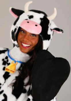 Deluxe Plush Spotted Cow Costume For Adults -Halloween Costumes adult deluxe plush spotted cow costume alt 4