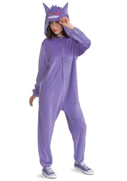 Disguise Adult Deluxe Pokémon Gengar Hooded Jumpsuit Costume -Halloween Costumes adult deluxe pokemon gengar hooded jumpsuit alt 1