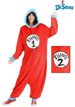 Dr. Seuss Thing 1 & 2 Costume Onesie For Adults